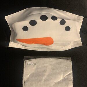 Unisex Reusable Washable Snowman Face Mask With 2 Filters Insert One Size